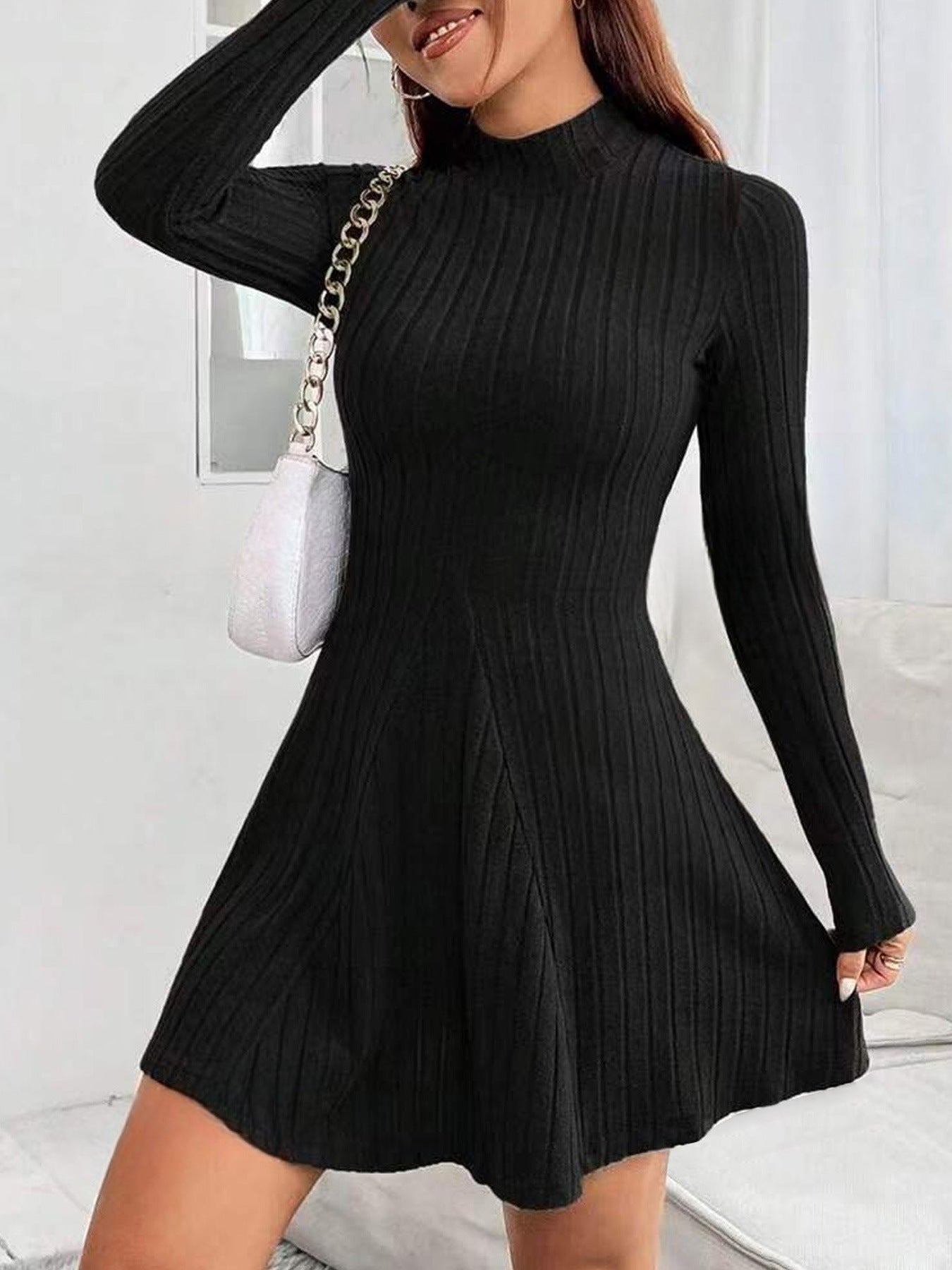 Robe pull femme élégante à manches longues