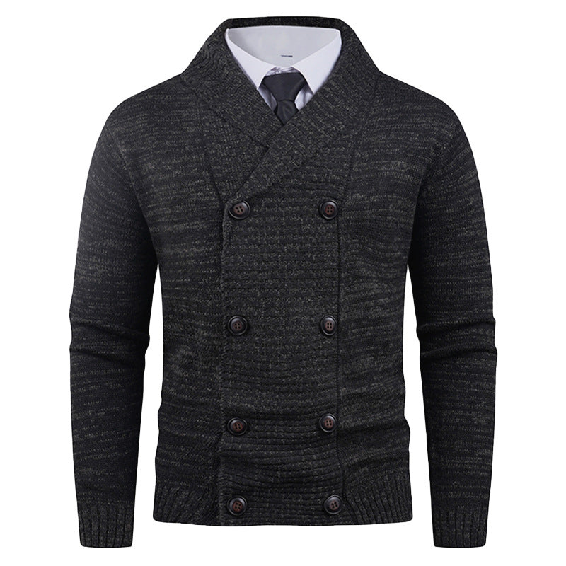 Gilet en maille moderne pour homme avec col châle et boutons