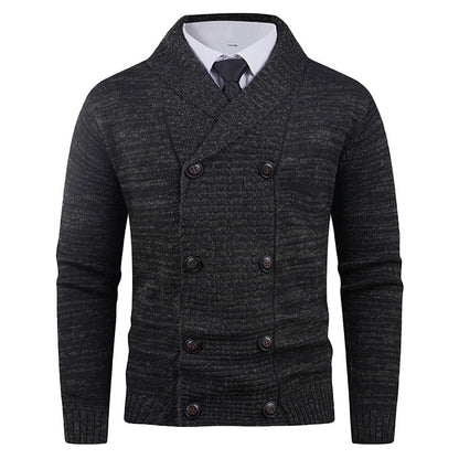 Gilet en maille moderne pour homme avec col châle et boutons