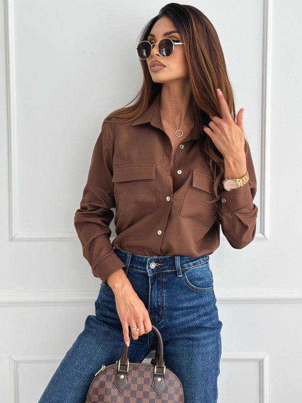 Chemisier Femme Élégant Classique Avec Poches Poitrine
