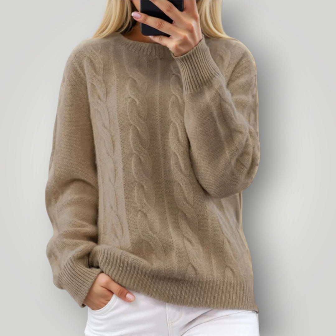 Pull-over en tricot pour femme - Pull d'hiver doux à manches longues