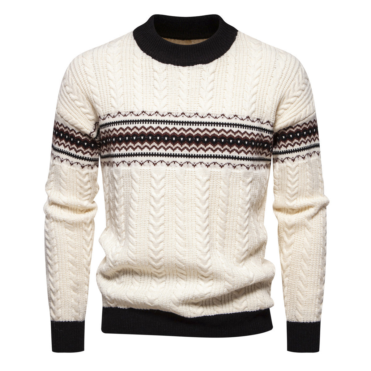 Pull en maille tressée moderne pour homme au design élégant