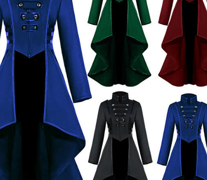 Manteau asymétrique pour femme, col montant, design élégant
