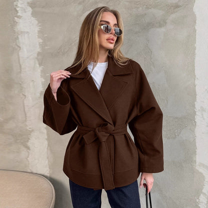 Damen Wickeljacke Elegant Gürtel Lässig Chic - IdealeKleiden