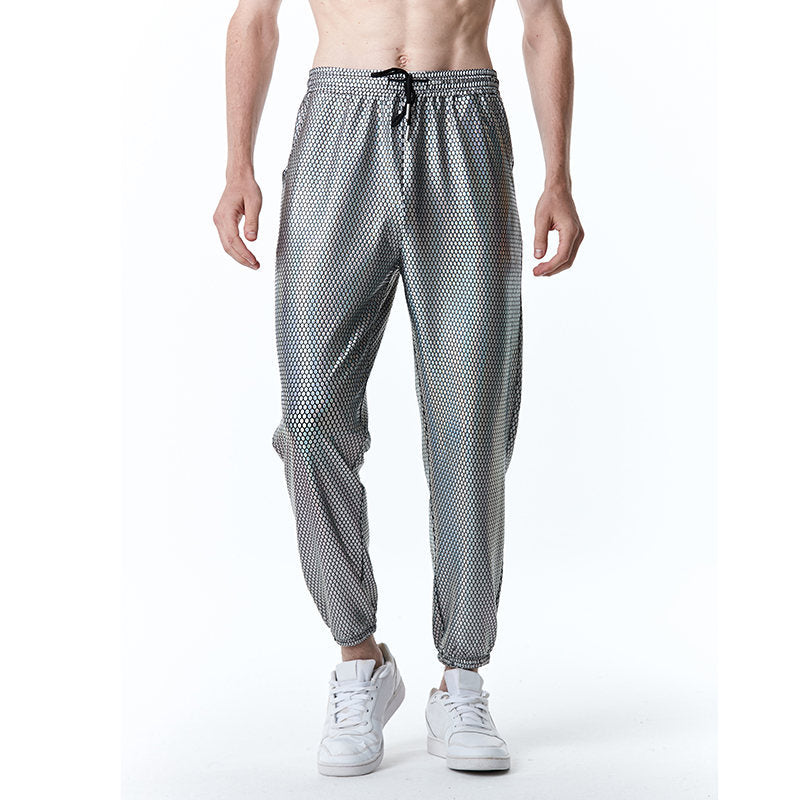 Pantalon en maille pour hommes - Pantalon d'été tendance et métallique