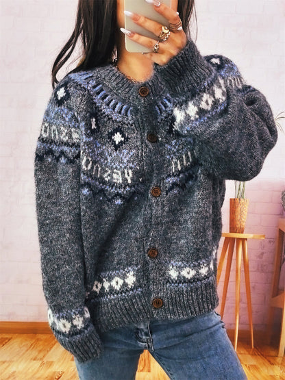 Cardigan femme multicolore nordique ample