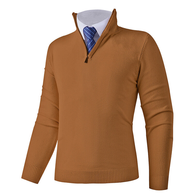 Pull en tricot pour homme moderne, zippé, élastique