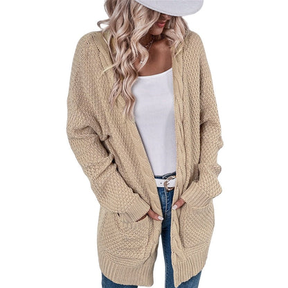 Cardigan en tricot pour femme coupe généreuse avec poches design élégant