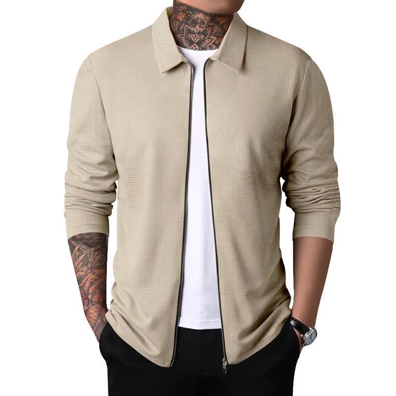 Veste d'extérieur pour homme, fermeture éclair, motif texturé