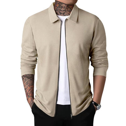 Veste d'extérieur pour homme, fermeture éclair, motif texturé