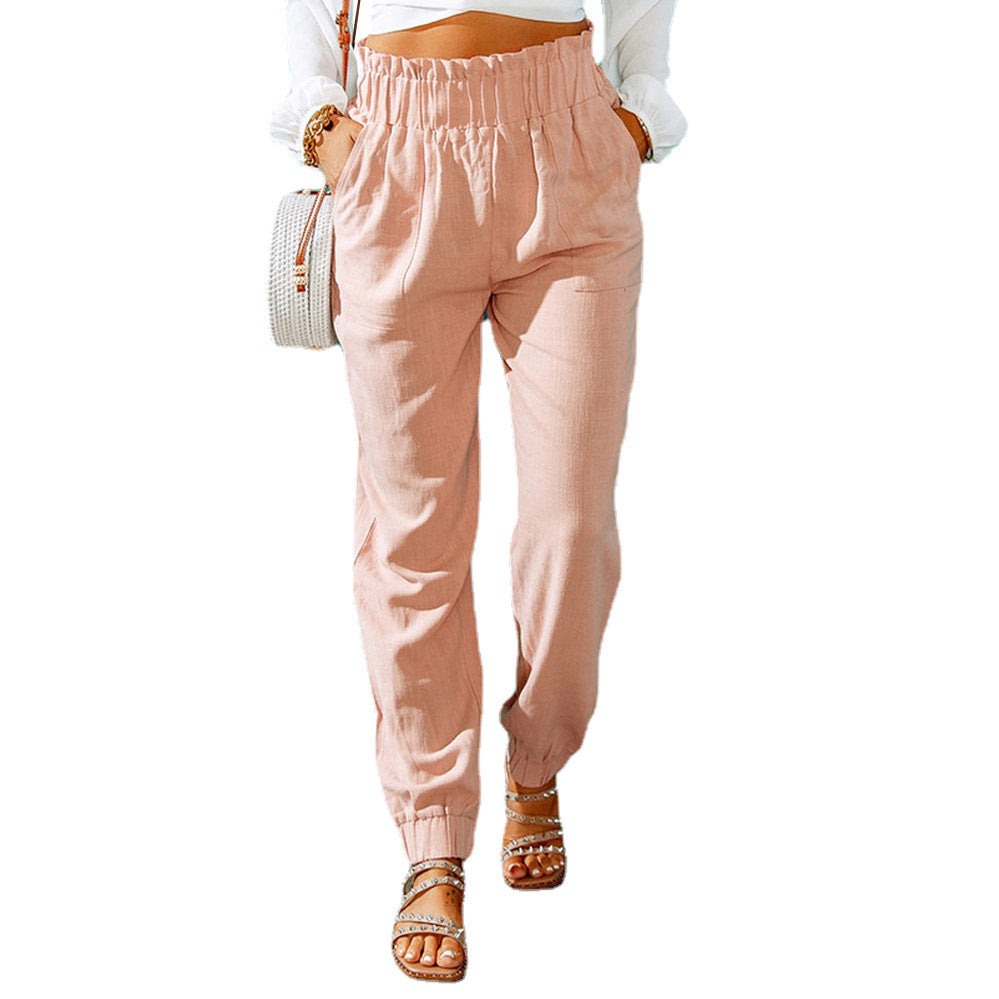 Pantalon d'été femme léger coton élastique