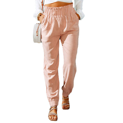 Pantalon d'été femme léger coton élastique
