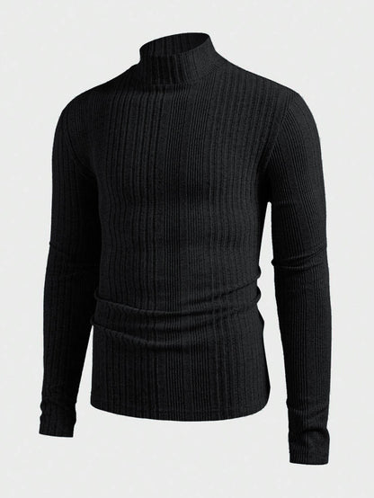 Pull homme tricot col montant effet côtelé