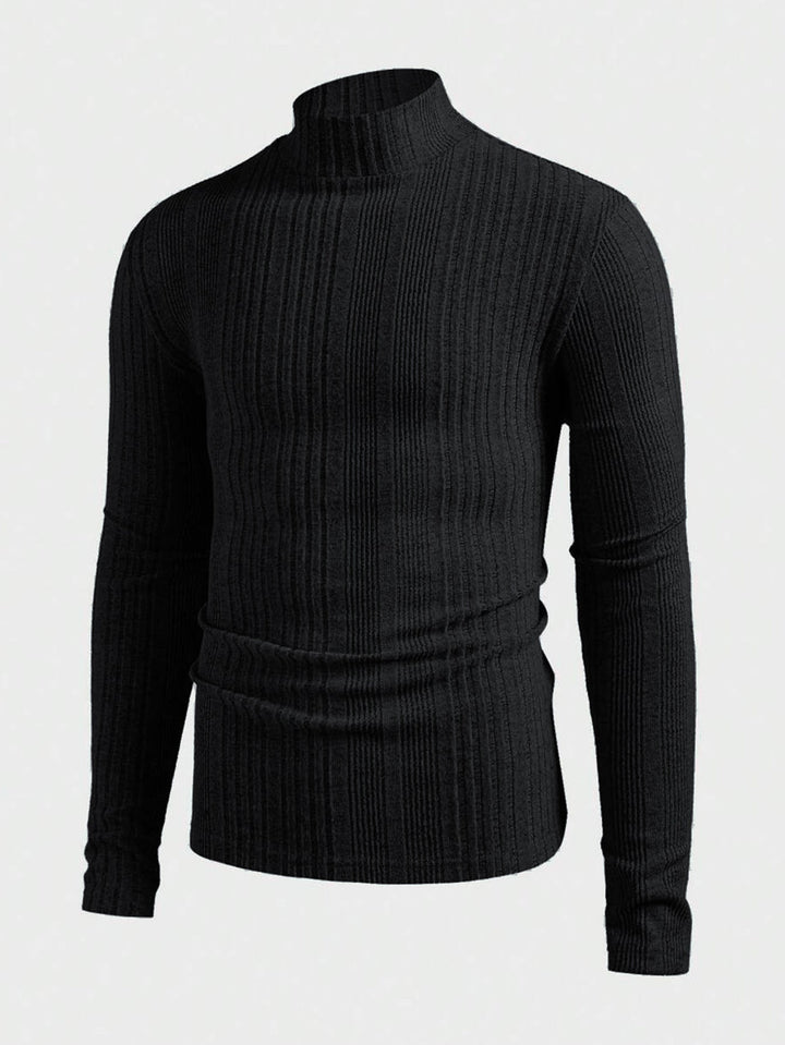 Pull homme tricot col montant effet côtelé