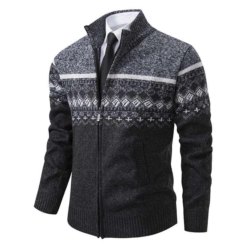 Pull Homme Col Montant Motif Norvégien Veste d'Hiver