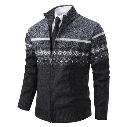 Pull Homme Col Montant Motif Norvégien Veste d'Hiver