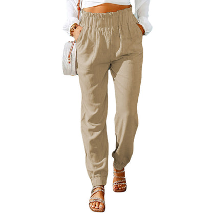 Pantalon d'été femme léger coton élastique