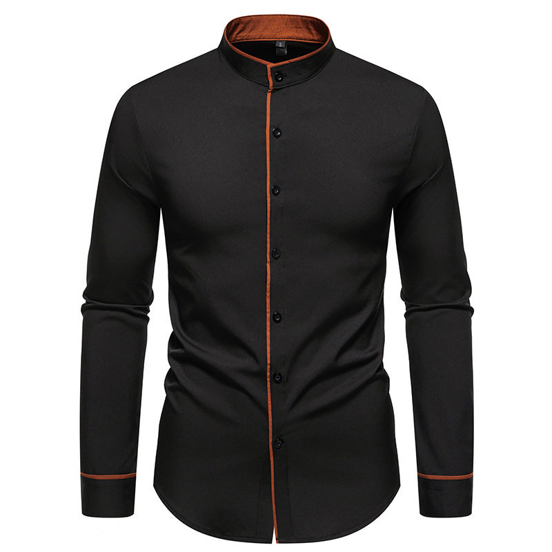 Chemise homme moderne col montant boutons contrastés