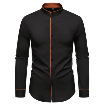 Chemise homme moderne col montant boutons contrastés