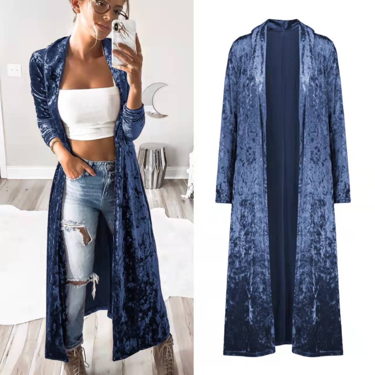 Manteau long en velours élégant pour femme Robe de soirée