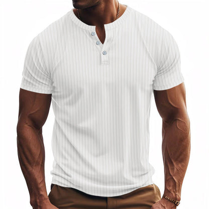 T-shirt Henley à manches courtes homme rayé Pratique
