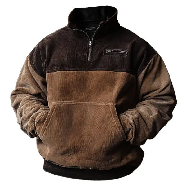 Pull-over homme avec col et poche Pratique
