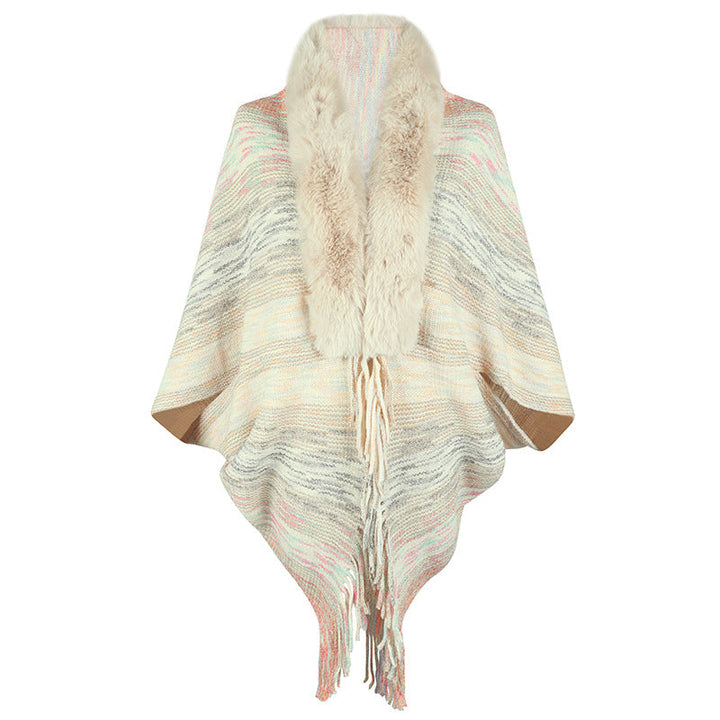 Poncho élégant pour femmes avec col en fausse fourrure