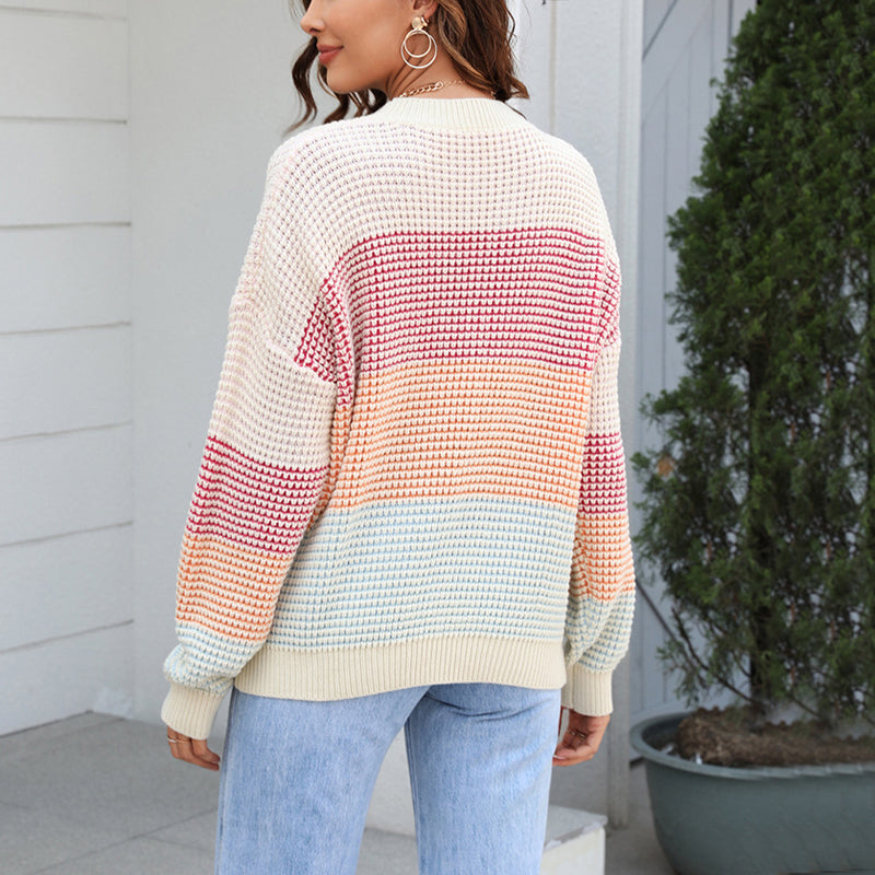 Modischer Strickpullover Farbblock Design - IdealeKleiden