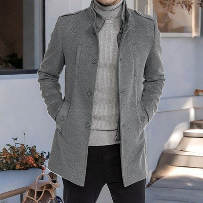 Manteau d'hiver homme élégant col montant poches