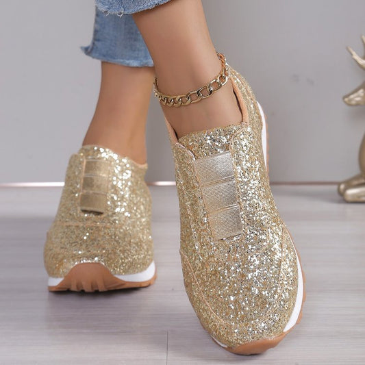Damen Glitzer Schuhe Sneaker Elegant Chic - IdealeKleiden