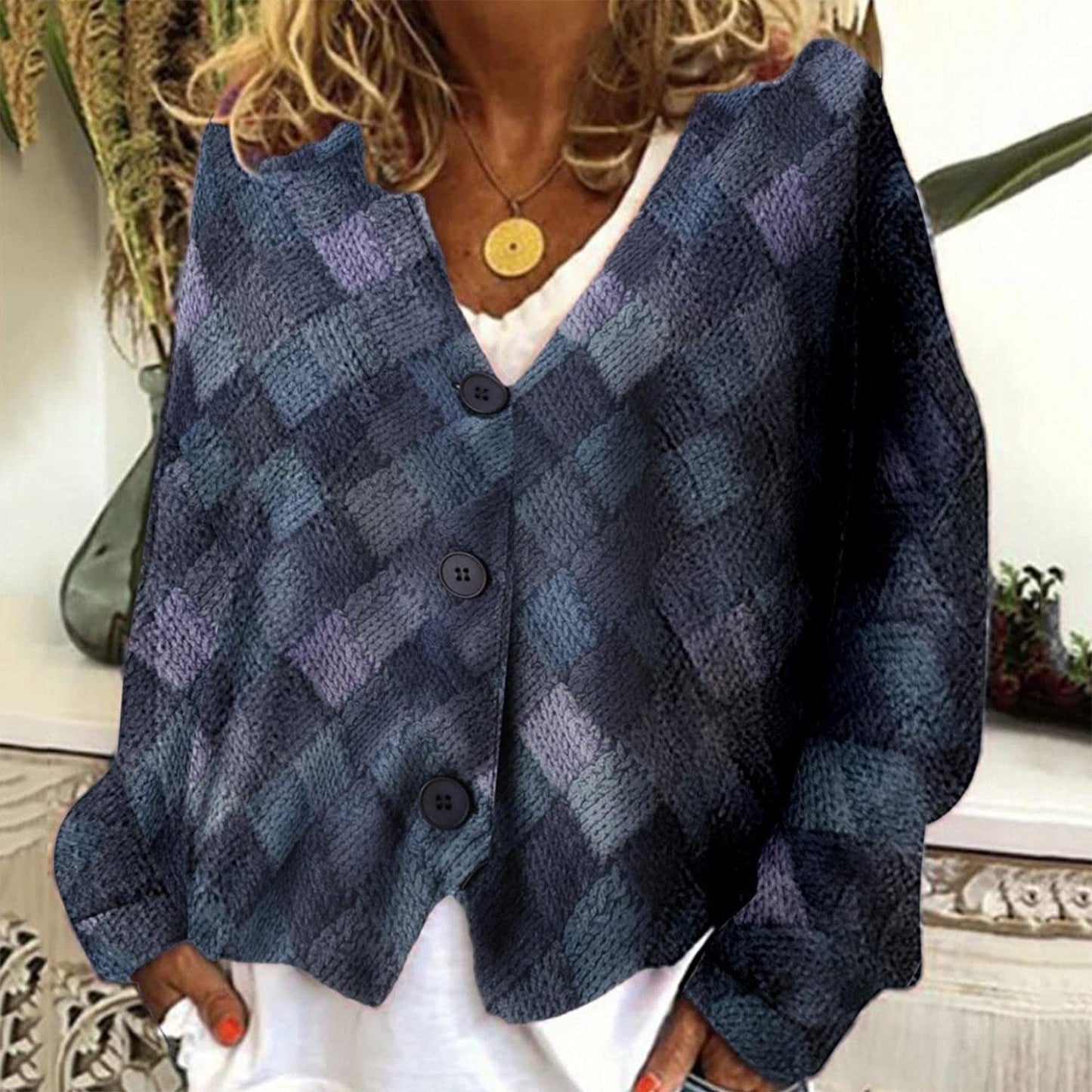Veste femme stylée Col V Fermeture boutonnée