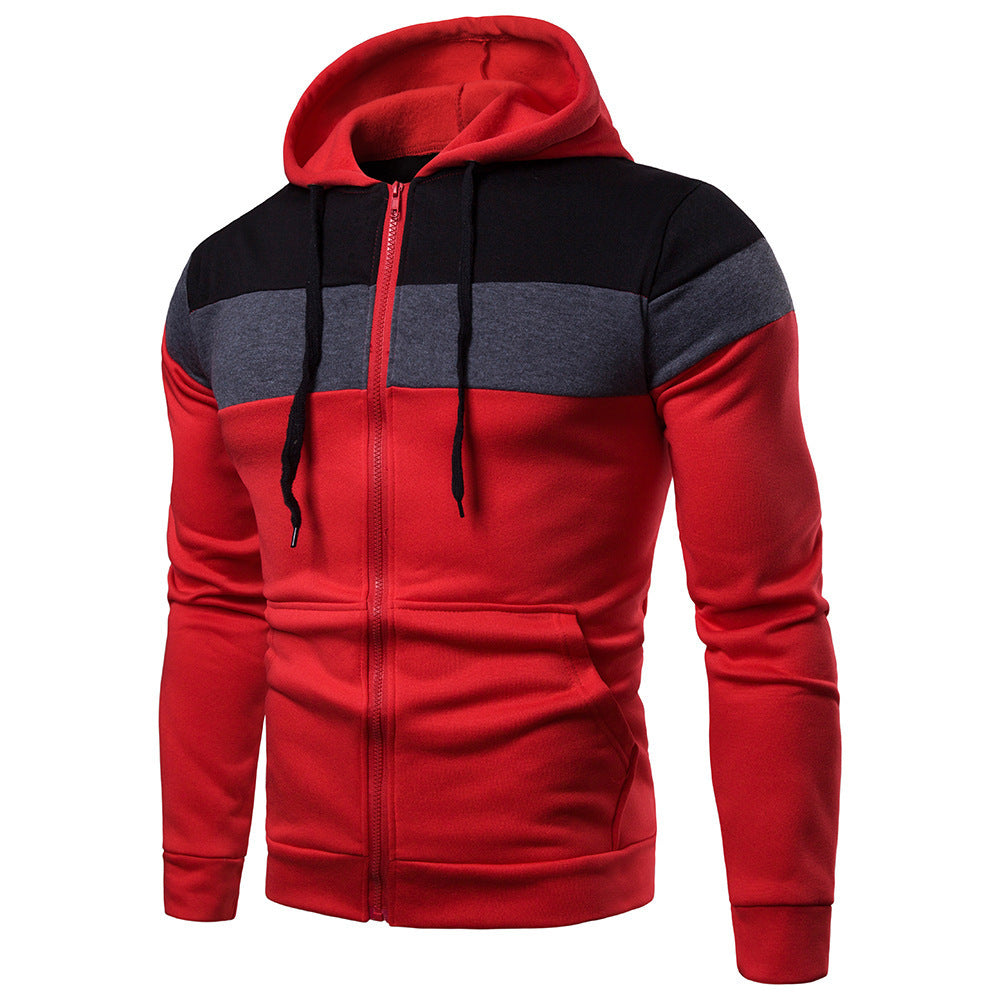Veste de sport pour hommes, design color block, à capuche