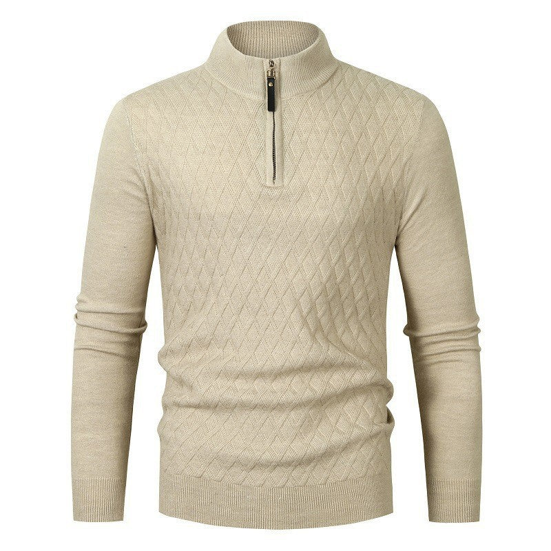 Pull en tricot losanges moderne zippé pour homme