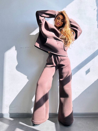 Ensemble Sweat à capuche oversize et jogging large femme