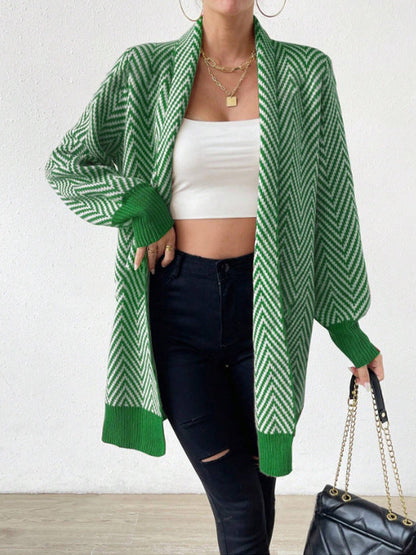 Gilet femme manches longues style chevron moderne