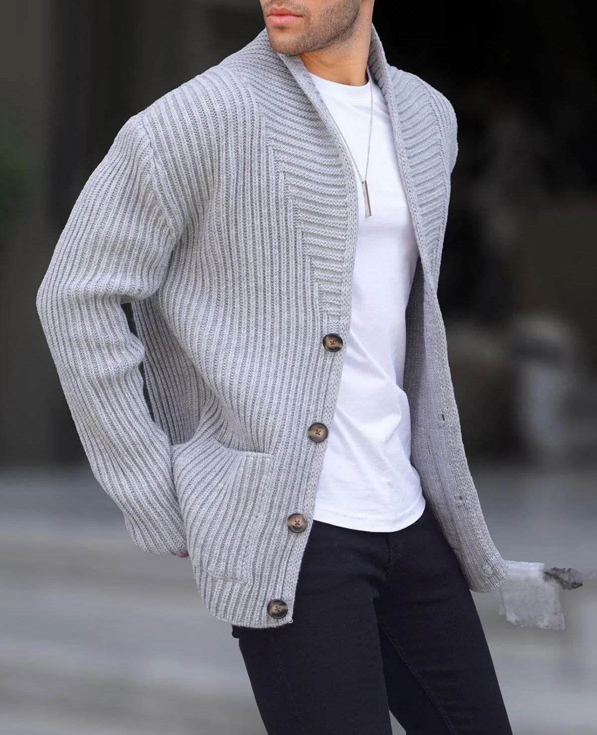 Hommes Pull Cardigan Design Moderne Boutons