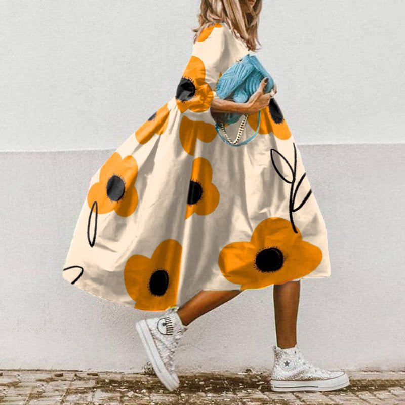 Robe d'été femme motif floral coloré élégant