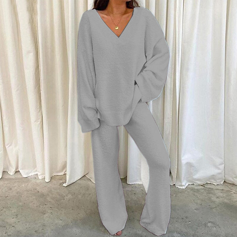 Ensemble en maille Femme Col V Confortable Jambes Larges
