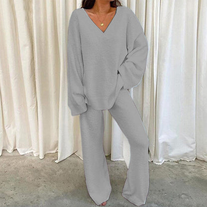 Ensemble en maille Femme Col V Confortable Jambes Larges