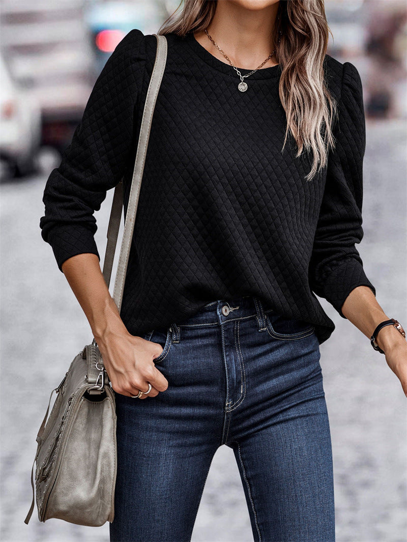 Pull Femme Structuré Manches Bouffantes Moderne Élégant