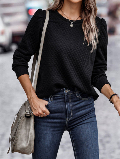 Pull Femme Structuré Manches Bouffantes Moderne Élégant
