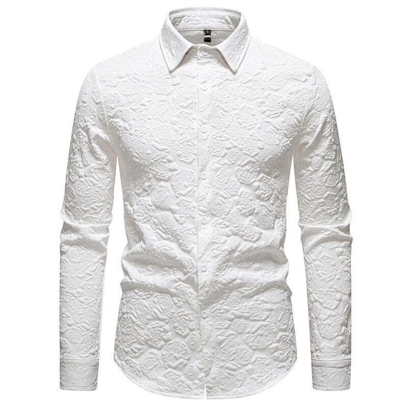 Chemise homme manches longues aspect texturé style moderne