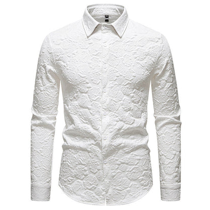Chemise homme manches longues aspect texturé style moderne