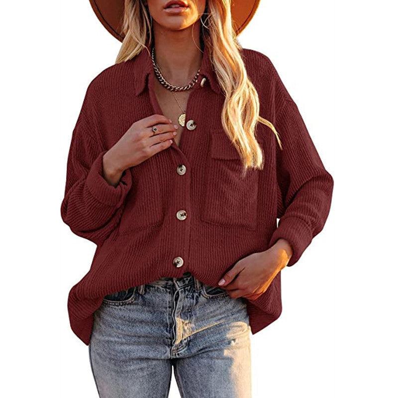 Chemisier oversize à texture et boutons pour femme