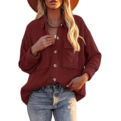 Chemisier oversize à texture et boutons pour femme