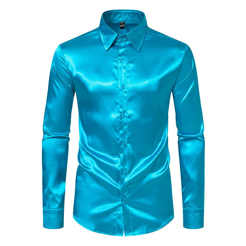 Chemise élégante en satin brillant pour homme