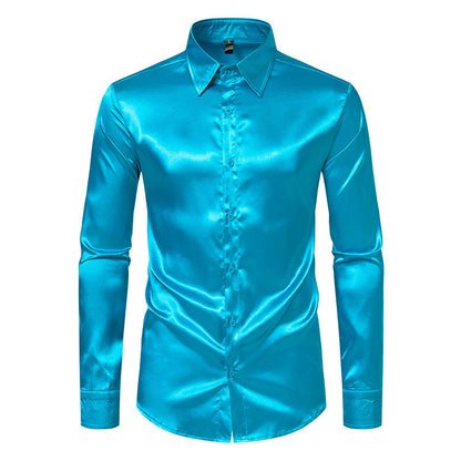 Chemise élégante en satin brillant pour homme