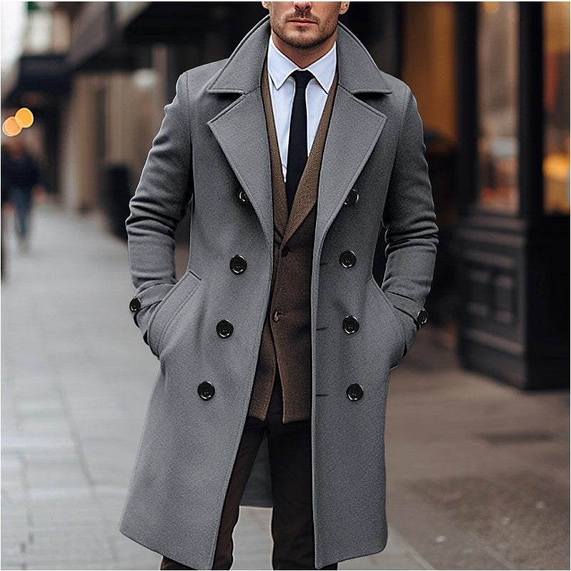 Manteau en laine pour homme Classique Élégant Croisé
