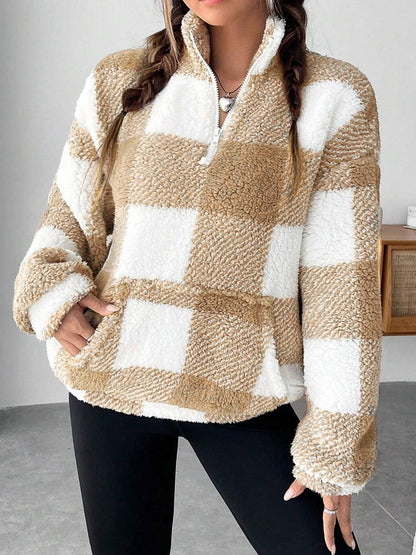Veste polaire femme chaude avec fermeture éclair et poches
