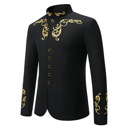 Blazer élégant pour homme avec broderie dorée